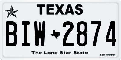 TX license plate BIW2874