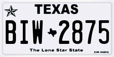 TX license plate BIW2875