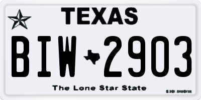 TX license plate BIW2903