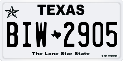 TX license plate BIW2905