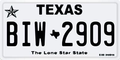 TX license plate BIW2909