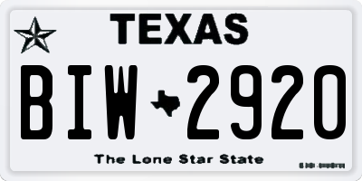 TX license plate BIW2920