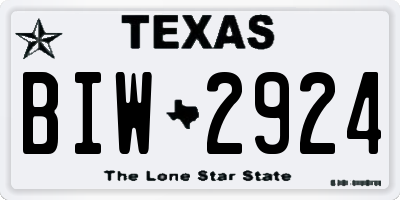 TX license plate BIW2924