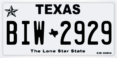 TX license plate BIW2929