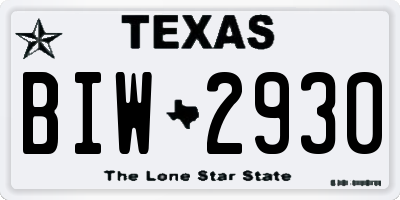 TX license plate BIW2930