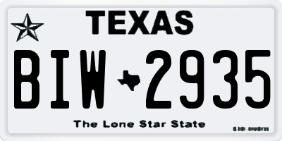 TX license plate BIW2935