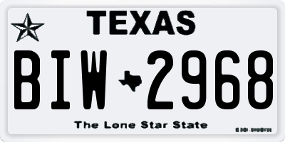 TX license plate BIW2968