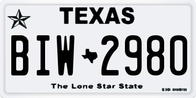 TX license plate BIW2980
