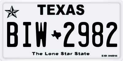 TX license plate BIW2982
