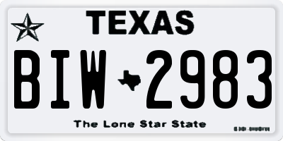 TX license plate BIW2983