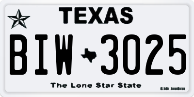 TX license plate BIW3025