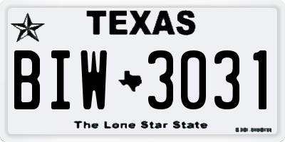 TX license plate BIW3031