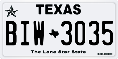 TX license plate BIW3035