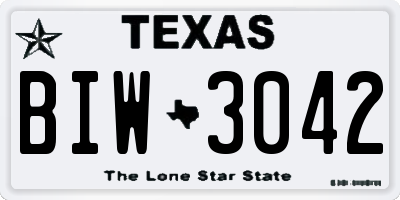 TX license plate BIW3042