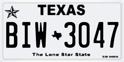 TX license plate BIW3047