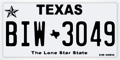 TX license plate BIW3049
