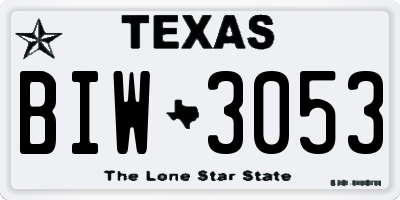 TX license plate BIW3053