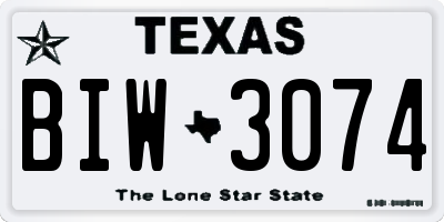 TX license plate BIW3074