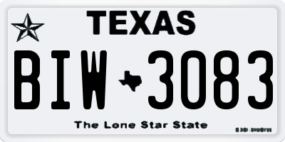 TX license plate BIW3083