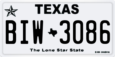 TX license plate BIW3086