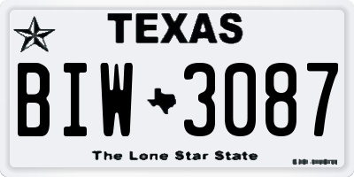 TX license plate BIW3087
