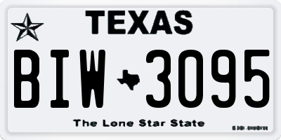 TX license plate BIW3095