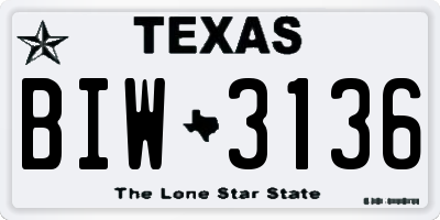 TX license plate BIW3136