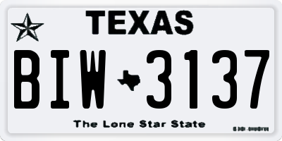 TX license plate BIW3137