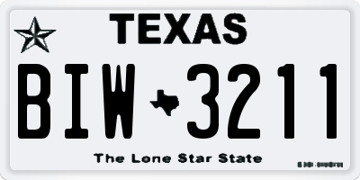 TX license plate BIW3211