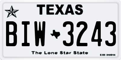 TX license plate BIW3243
