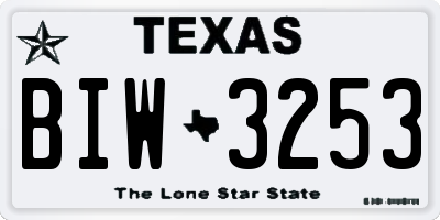 TX license plate BIW3253