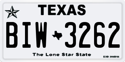 TX license plate BIW3262