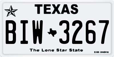 TX license plate BIW3267