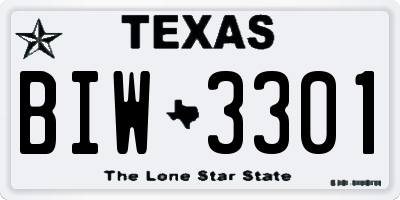 TX license plate BIW3301