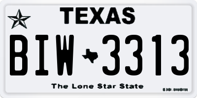 TX license plate BIW3313