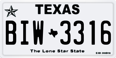 TX license plate BIW3316