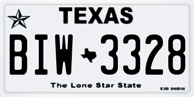 TX license plate BIW3328