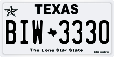 TX license plate BIW3330