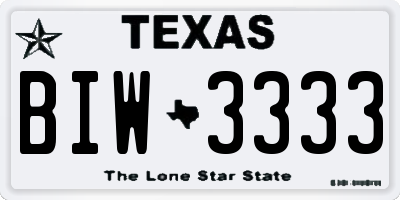 TX license plate BIW3333