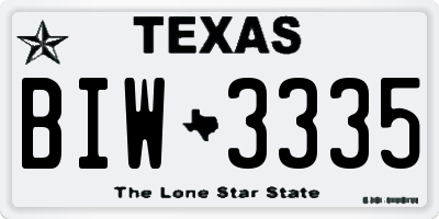 TX license plate BIW3335