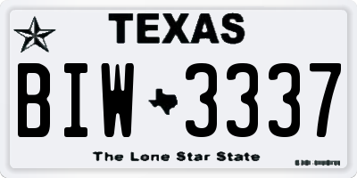 TX license plate BIW3337