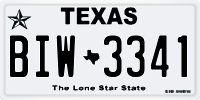 TX license plate BIW3341
