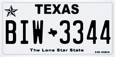 TX license plate BIW3344