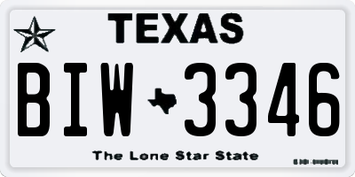 TX license plate BIW3346