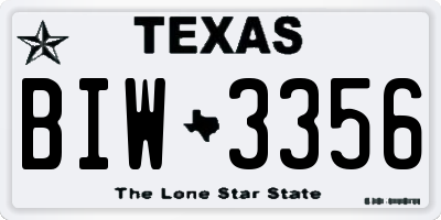 TX license plate BIW3356