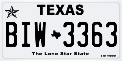 TX license plate BIW3363