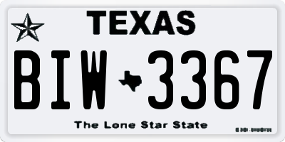 TX license plate BIW3367