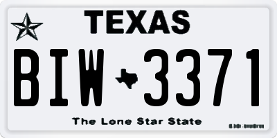 TX license plate BIW3371
