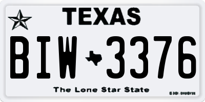 TX license plate BIW3376