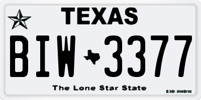 TX license plate BIW3377